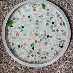 Artisan Mosaic Tray with Colorful Accents